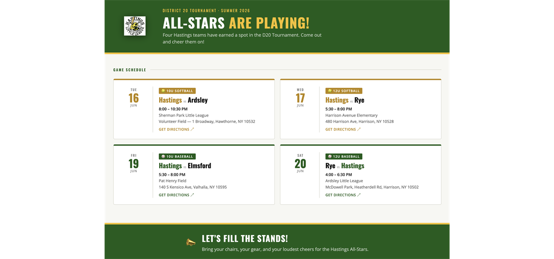 Hastings All-Stars Playing TODAY