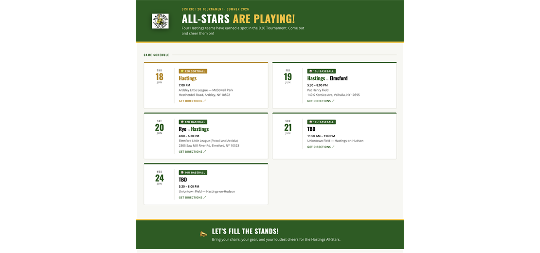 Upcoming D20 Tournament Schedule