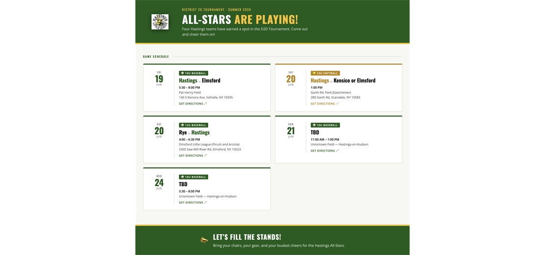 Upcoming D20 Tournament Schedule
